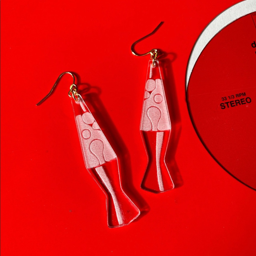 Lava Lamp Earrings - laser etched acrylic